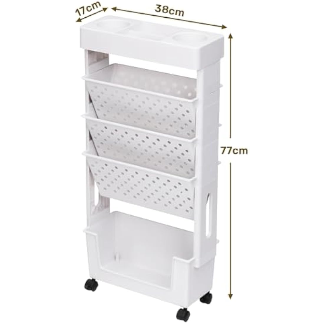 DOEWORKS Mobile Bookshelf with Wheels Bookshelf Trolley Small, Book Storage Trolley Cart 5-Tier Rolling Bookcase, Movable Bookshelf trolley Slim Bookcase for Living Room Bedroom Office Library, White