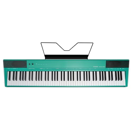 Alesis Recital Home Digital Piano with 88 Hammer Action Weighted Keys, Stand, Pedals and Lessons, Turquoise