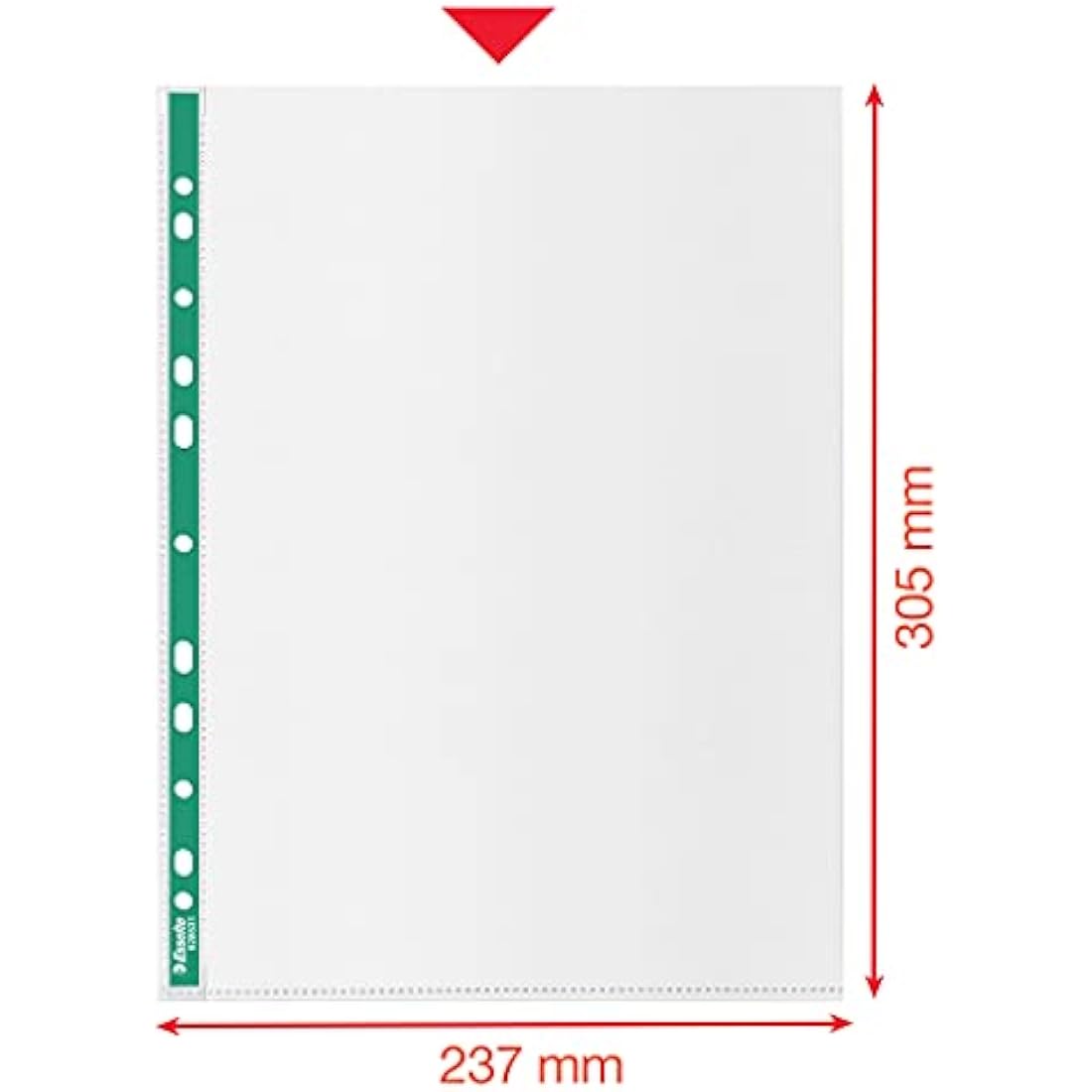 Esselte A4 Punched Pockets, 200 x Poly Pockets, 34 Micron Thickness, Embossed A4 Pockets With Punched Reinforced Green Spine, Ideal For Lever Arch Files & Ring Binders (Pack of 200), 628532