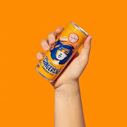 Karma Drinks Gingerella Ginger Ale (250ml x 24 Cans Soft Drink), Organic, Gluten Free Ginger Drink, Natural Ingredients, FairTrade, Vegan Friendly, No GMO, Carbonated Fizzy Drinks 24 Pack