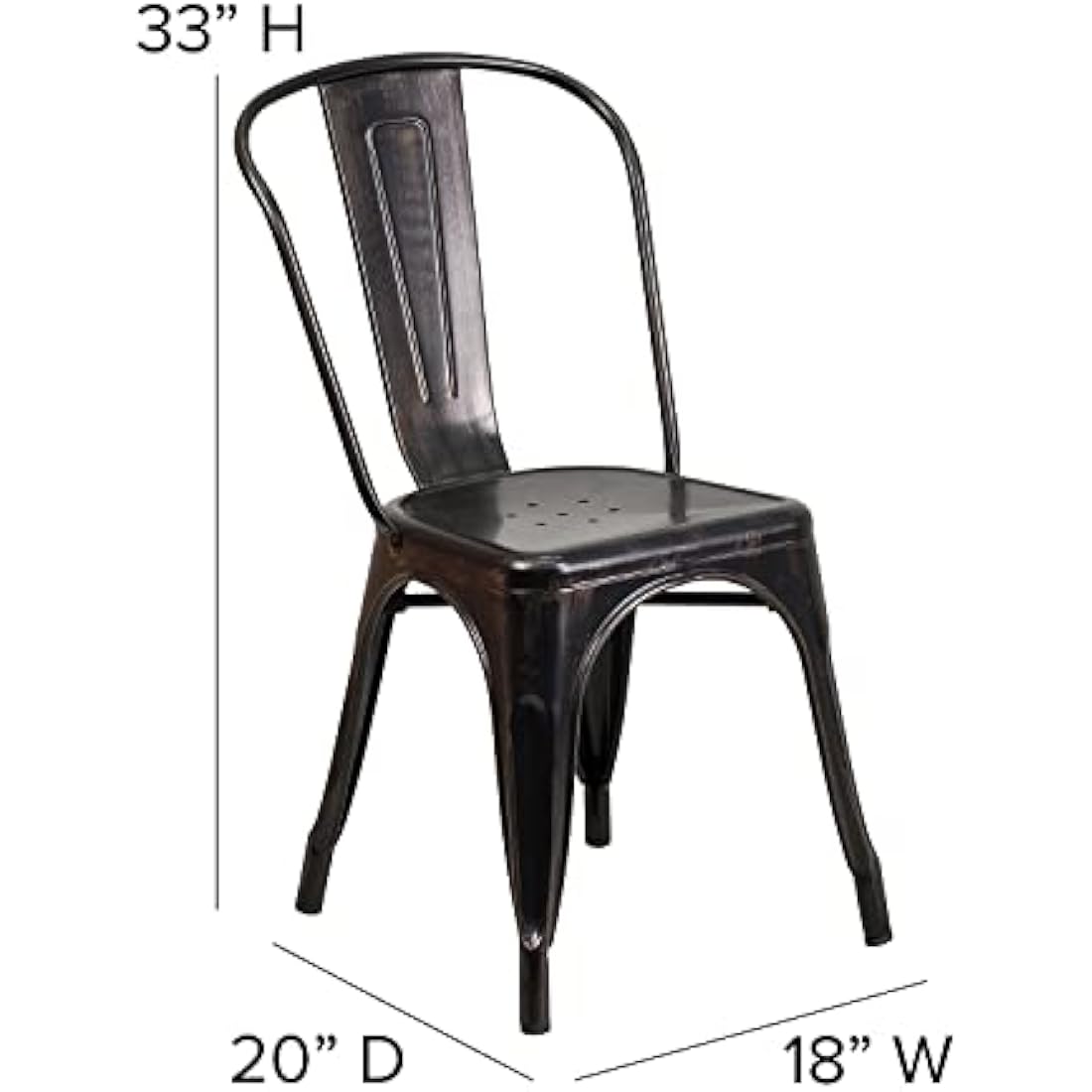 Flash Furniture Luke Commercial Grade 4 Pack Black-Antique Gold Metal Indoor-Outdoor Stackable Chair