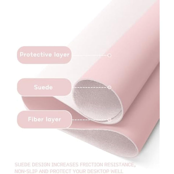 YSAGi Non-Slip Desk Pad, Waterproof PVC Leather Desk Table Protector, Ultra Thin Large Mouse Pad, Easy Clean Laptop Desk Writing Mat for Office Work/Home/Decor (90 x 43 cm, Pink)