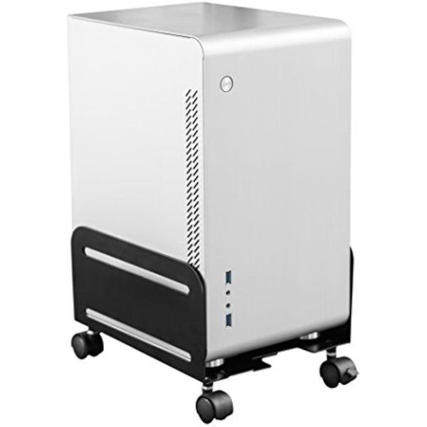 iMount CPU Holder Mobile PC Computer Floor Stand Trolley w/ 4 Wheels, Width Adjustable, in Black