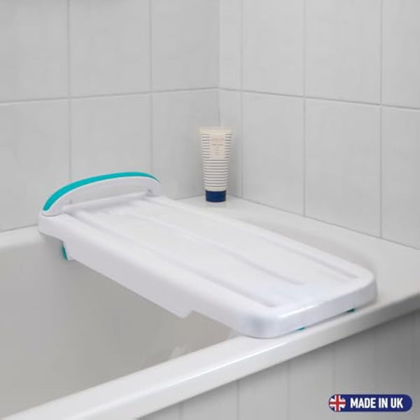 Helping Hand Kingfisher White Plastic Bath Board with Handle. Bath Board for Elderly and Disabled Users. Adjustable to Fit 16"-24" Width Baths. 200kg / 31 Stone Weight Limit