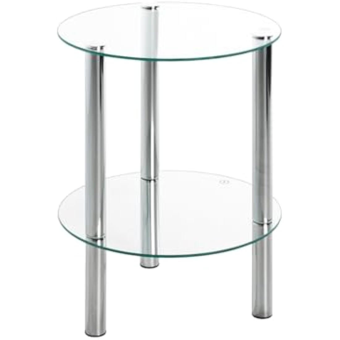 HAKU Möbel End Table Chrome, Metal, Tempered Glass - Size: H 47 cm X Ø 35 cm, Style: Modern