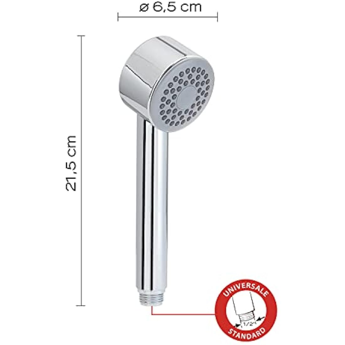 Gedy Chrome, G-Trendy 01, 1 Jet Shower, ABS Shower Head with Finish, 5 Years Warranty, R&D Design, Sand Filter Included, One Size