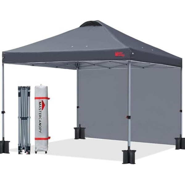MASTERCANOPY Durable Ez Pop-up Gazebo Tent with 1 Sidewall (2.5x2.5M,Dark Grey)