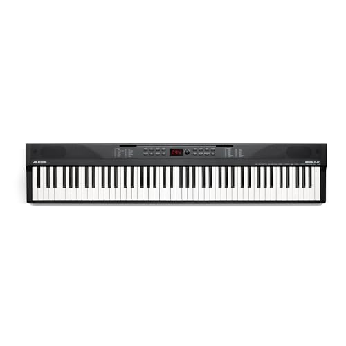 Alesis 88 Key Keyboard Piano with 480 Sounds, Speakers, USB MIDI, Sheet Music Tablet Rest, Power Adapter and Piano Lessons for Beginners