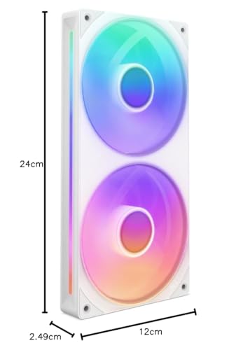 NZXT F420 RGB Core - 420mm Single-Frame Fan Unit with 3 x 140mm RGB Fans - Speed & Lighting Control - High Static Pressure & Airflow - Fluid Dynamic Bearings - 8 aRGB LEDs Per Fan - White