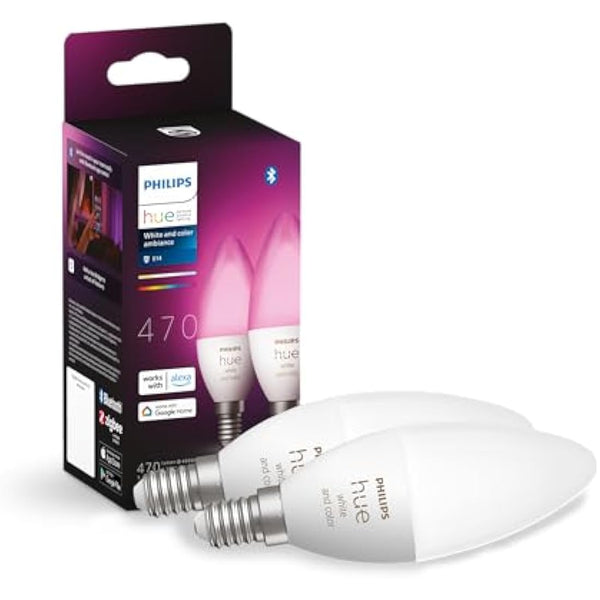 Philips Hue 5.3W B39 E14 Colour Smart LED 2-Pack Bulbs