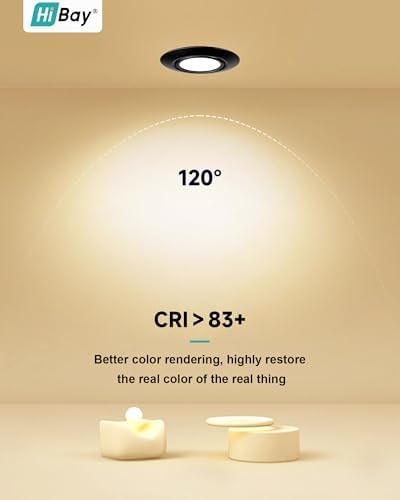 HiBay 8X Led Downlights Ceiling 5w, 230V Ultra Slim Recessed Spot Lights Ceiling Warm White，Hole Size 72-80 mm, 40° Tilt Chrome Round Led Spot Lights for Kitchen, Living Room, Bedroom Indoor