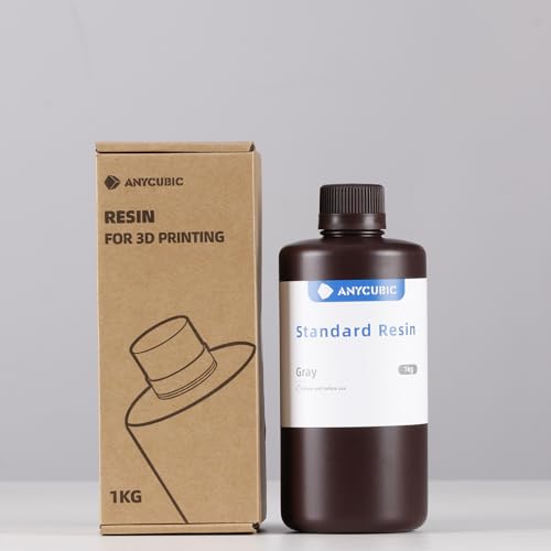 ANYCUBIC Standard 3D Printer Resin, LCD UV 405nm Rapid Photopolymer 3D Resin for 6K/8K/12K/14K LCD 3D Printers(1000g, Grey)