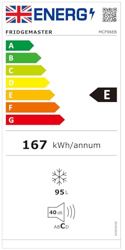 Fridgemaster MCF142EB 142L Chester Freezer 4 Star Freezer Rating - 55.9D x 62.5W x 85.4H cm Black with Recessed Handle - E Rated