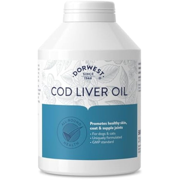 Dorwest Herbs Cod Liver Oil Capsules for Dogs and Cats 500 Capsules