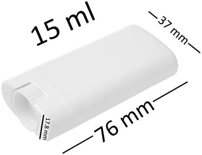 Deodorant Containers 10-Pack - White - 0.5 Oz (15 ml) - 60 Writable Stickers - Twist Mechanism - Refillable Cosmetic Containers for DIY Homemade Deodorant, Lip Balm, Soap, Lotion Sticks etc.