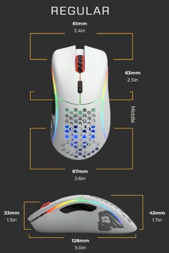 Glorious Gaming Model D Wireless Gaming Mouse - 69g Superlight, Lag Free 2.4Ghz Wireless, Up To 71 Hour Battery, RGB, BAMF Sensor, Ergonomic, 6 Buttons - White