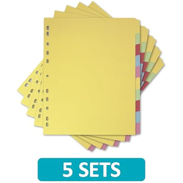 Elba A4+ (Extra Wide), 10 Part Card Dividers, Assorted, 5 Sets