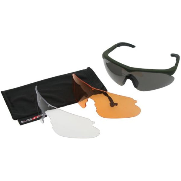 Swiss Eye Raptor glasses, frame -rubber green-, 3 lenses, antifog/antiscratch coating [10163