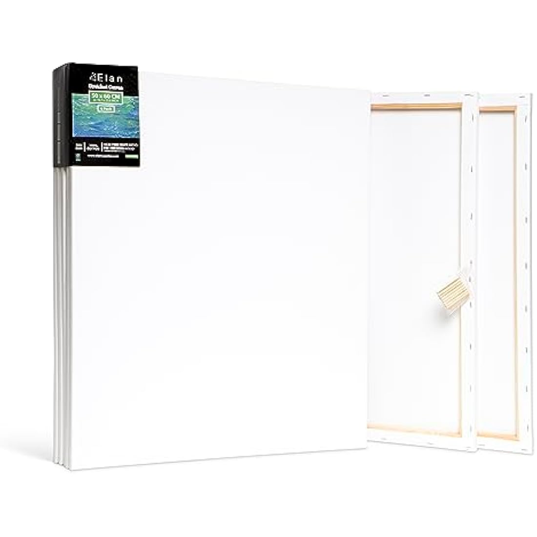 Elan Stretched Canvases 50x60 CM, 6-Pack for Painting, Painting Canvas Bulk, Adults Blank Paint Art Canvas, White