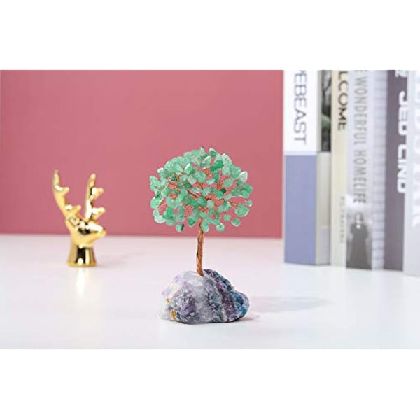 JSDDE Green Aventurine Crystal Tree Healing Crystals Gemstones Feng Shui Tree Natural Tumbled Stones Money Life Tree Figurines