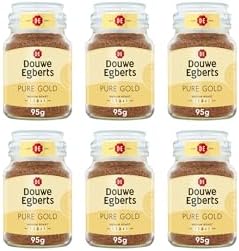 Douwe Egberts Pure Gold Medium Roast Instant Coffee 95g (Pack of 6 Jars, Total 570g)