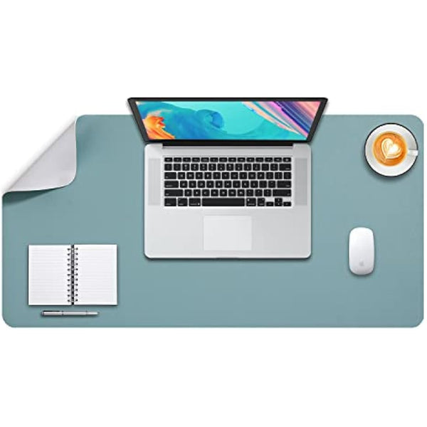 Desk Pad Large, Desk Mat, Extended Mouse Mat, Mouse Pad L, Desk Blotter, DOBAOJIA Laptop Pad Writing Pad for Office/Home, Dual-Side Use PU Leather Waterproof 31.5" X 15.7"(Greyish Green/Grey)