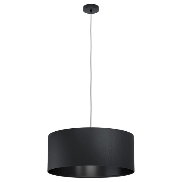 Eglo Maserlo 1 Vintage Pendant Lamp, Black Steel and Fabric Ceiling Light, Dining and Living Room Lighting, E27 Socket,  20.9 inches