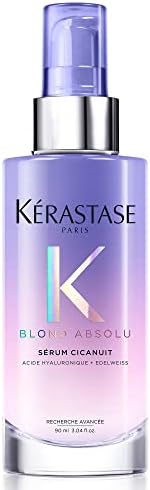 Kérastase Blond Absolu, Conditioning Leave-In Hair Serum, Overnight Treatment, For Lightened or Highlighted Hair, With Hyaluronic Acid & Edelweiss Flower, Sérum Cicanuit, 90ml