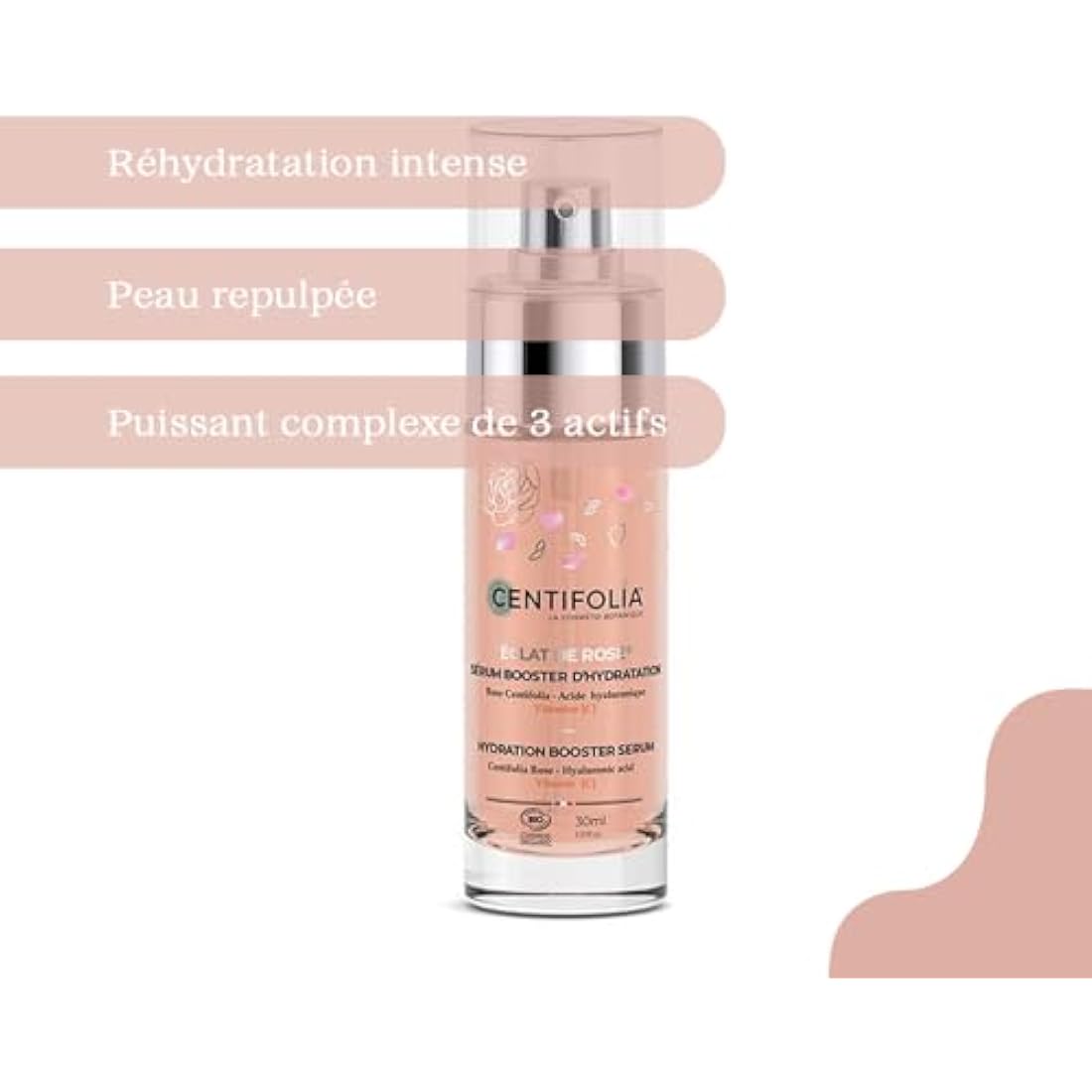 Centifolia Éclat de Rose Hydratation Sérum Booster d'Hydratation 30ml Bio Pour Peau Normale, Peau Sèche