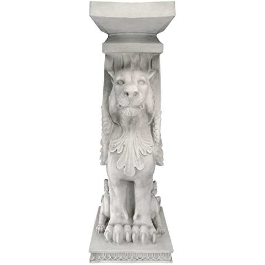 Design Toscano JE122391 Trapezophoron Winged Lion Pedestal Column Plant Stand, Polyresin, Antique Stone, 78.5 cm