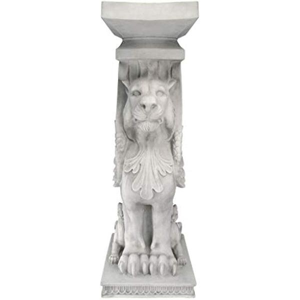 Design Toscano JE122391 Trapezophoron Winged Lion Pedestal Column Plant Stand, Polyresin, Antique Stone, 78.5 cm
