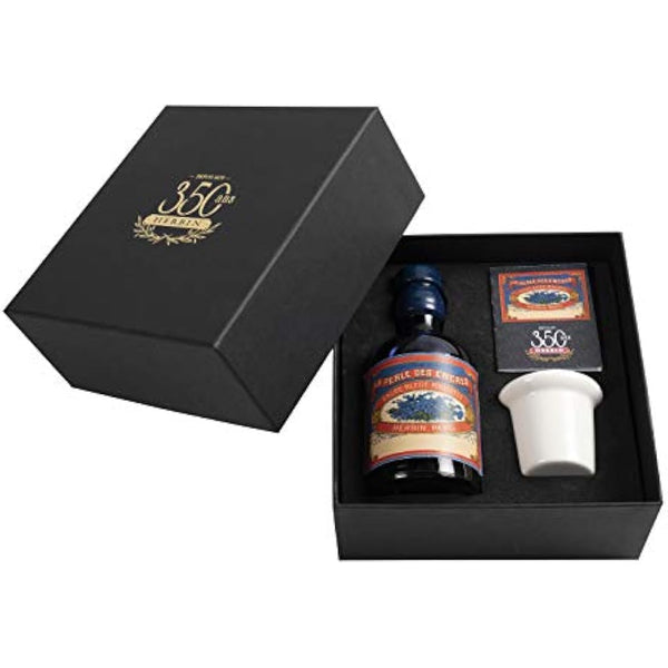 Jacques Herbin - Ref 27915T - 100ml Bottle of 'Special 350 Years' Ink with Inkwell Box & Porcelain Inkwell - Bleu Myosotis / Forget-Me-Not Blue - Blue-Coloured Ink