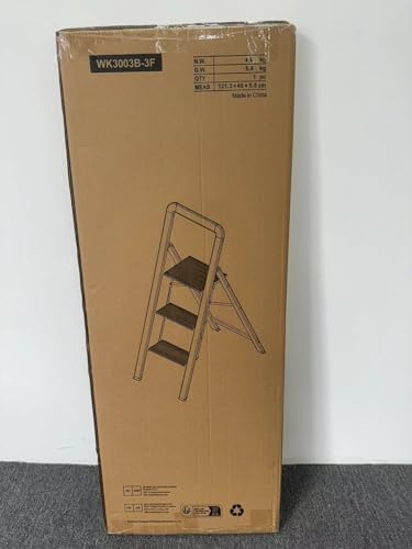 KINGRACK 2 Step Ladder with Handrail, Non-Slip Household Ladder with Folding Safety, Aluminium Folding Step Stool, Maximum Load 150 kg, Black