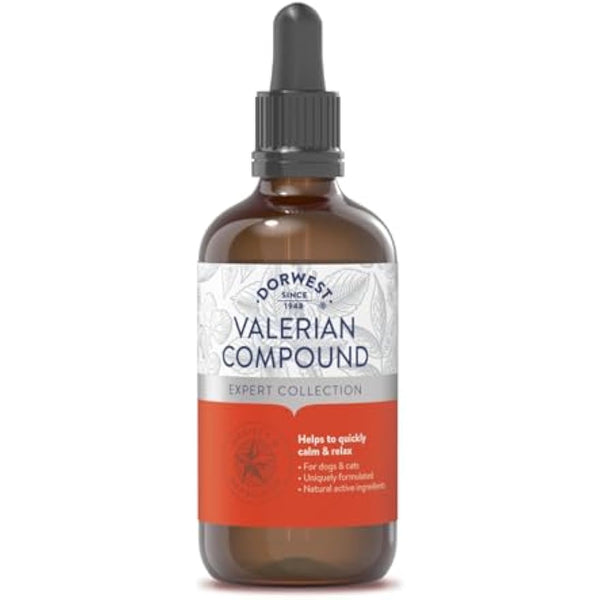 Dorwest Valerian Compound for Dogs and Cats, 100ml, Quick-acting Dog Calming Liquid Drops - Valerian for Dogs, Non-Drowsy