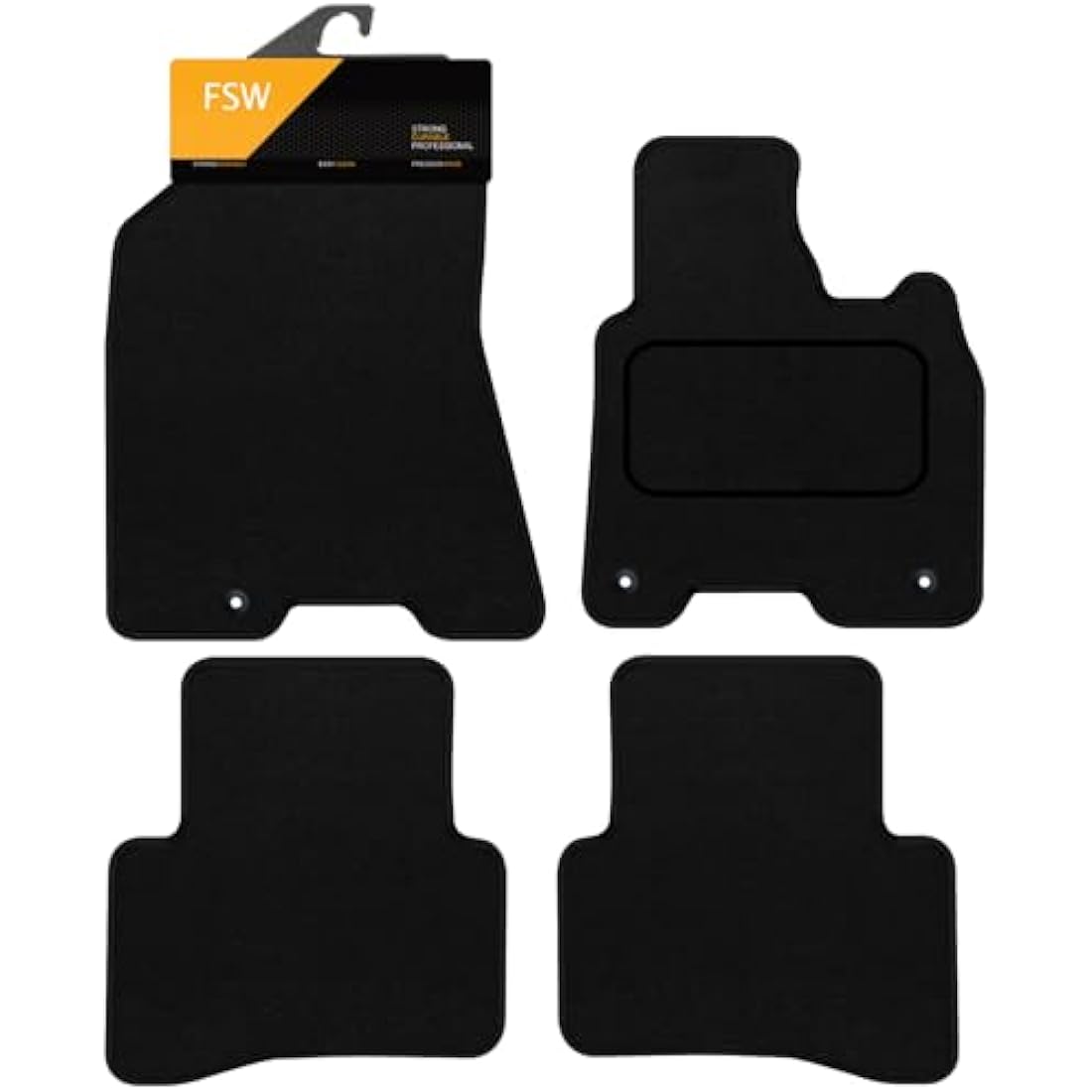 FSW - Tailored Mats - Fits Kia Sportage 2018-2021 Hook Fixing System - Black Carpet - Anti Slip Mat - Non Slip Car Floor Mat, Fitted With Clips & Granulated Backing - 4 Pc Floor Mat Only