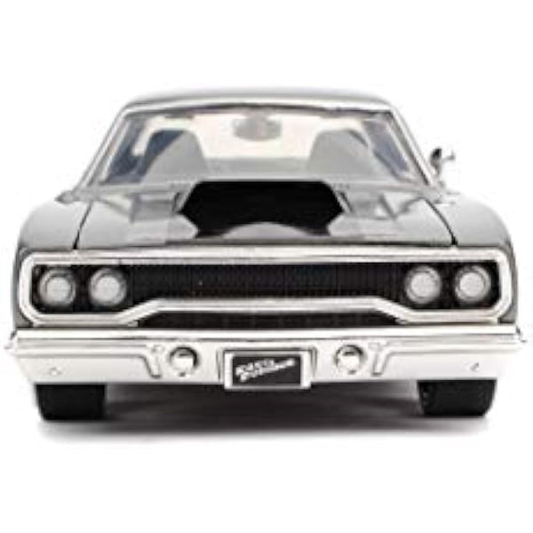 Jada Toys 253203054 Fast & Furious Dom's 1970 Plymouth Road Runner Car Tuning Model 1:24 Opening Doors Bonnet Boot wheel Grey