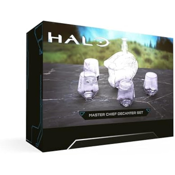 The Source Wholesale Halo Master Chief Glass Decanter and 4 Tumbler Glasses Collectable Drinking Set