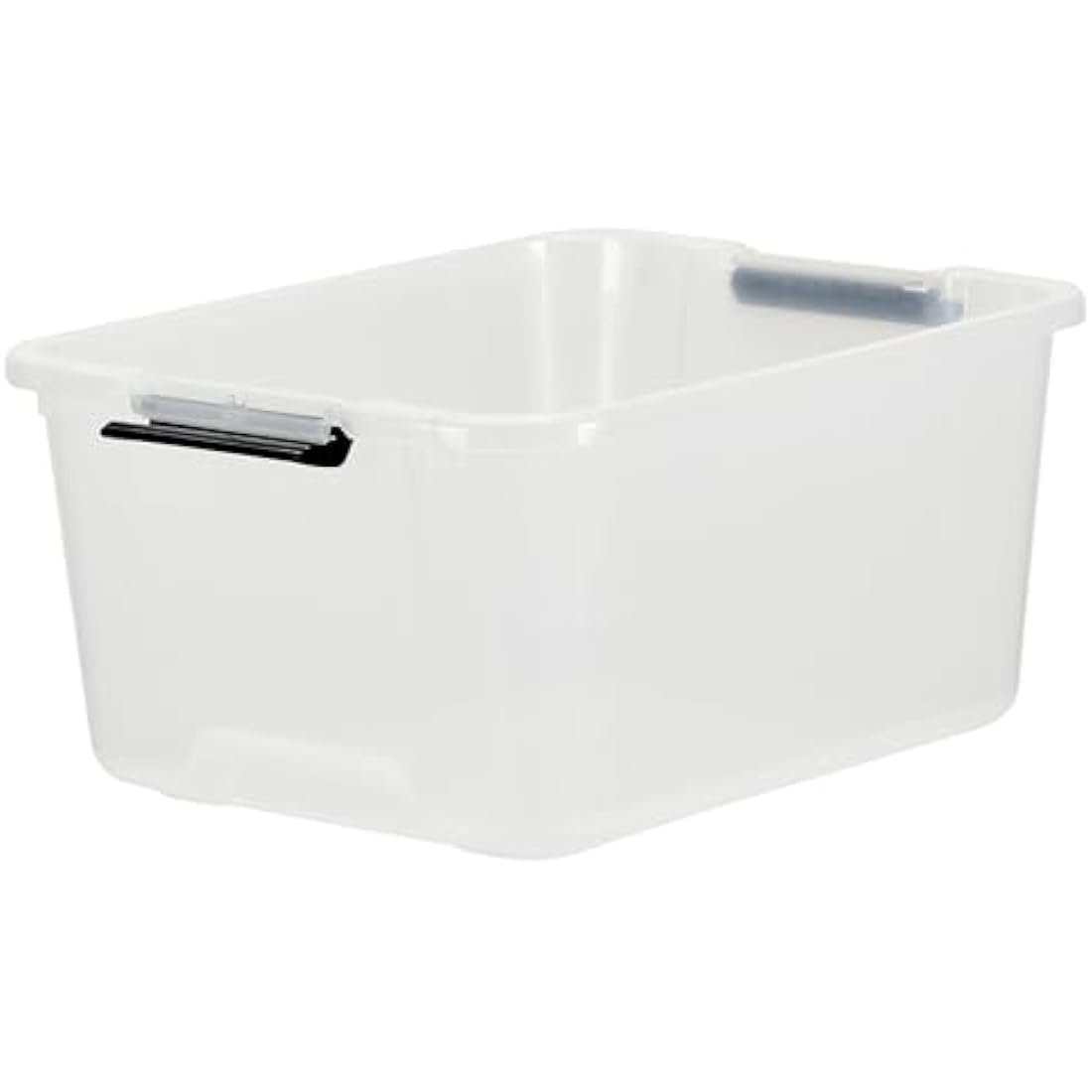 Iris Ohyama Plastic Storage Boxes with Lids, 15L, Set of 6, Clear, Latching Buckles with Handles, Stackable, Nesting, Strong & Durable, For Closet, Garage, Home, Office, Organising Tote Bins, TB-15