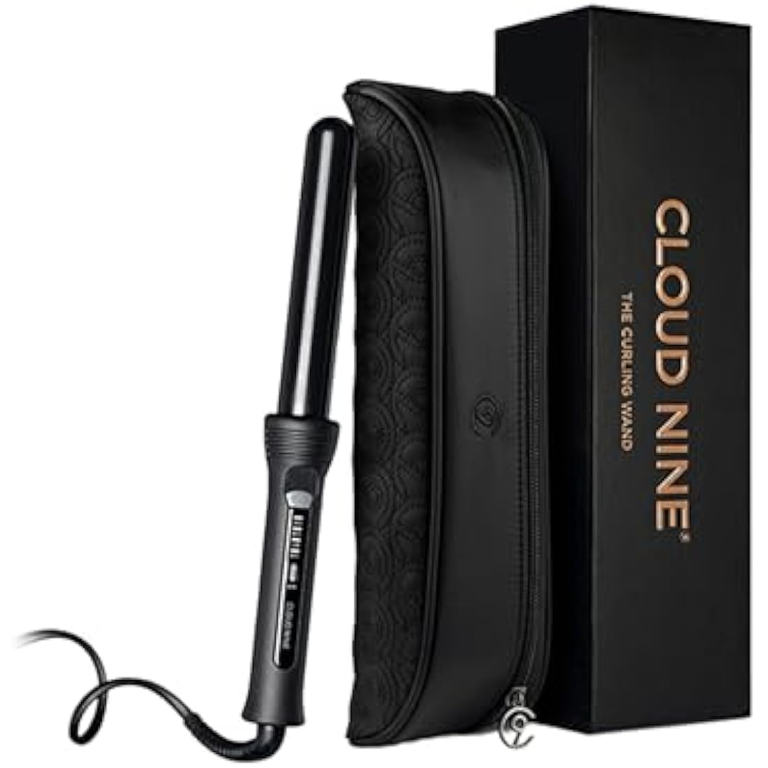 CLOUD NINE The Curling Wand Hair Curler Gold | Styling Tool Variable Temperature Control 125°C to 175°C Range of Hair Types Strong Shiny Healthy Results | Ceramic Barrel Pivoting Cord