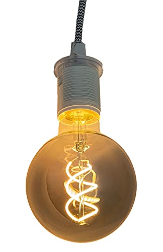 greenandco E27 G95 LED Vintage Filament Bulb Silver Grey 5W 200lm 1800K Extra Warm White 360 230V, no Flicker, not dimmable, 8-Pack