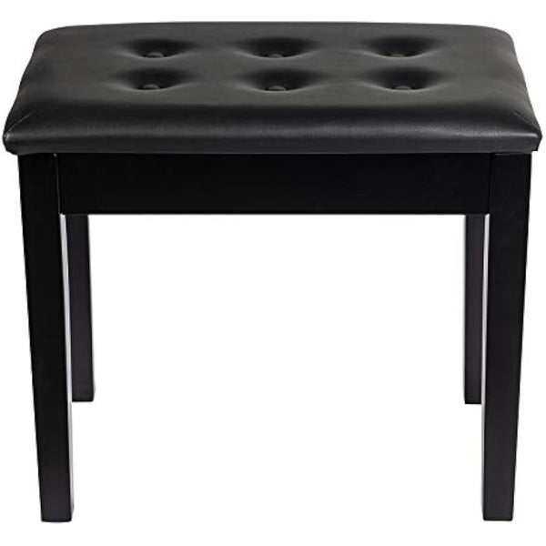 GRANDMA SHARK Piano Stool, Dressing Table Stool, Single Seat Keyboard Bench with Storage Compartment, Soft Faux Leather Padded Seat (Black)