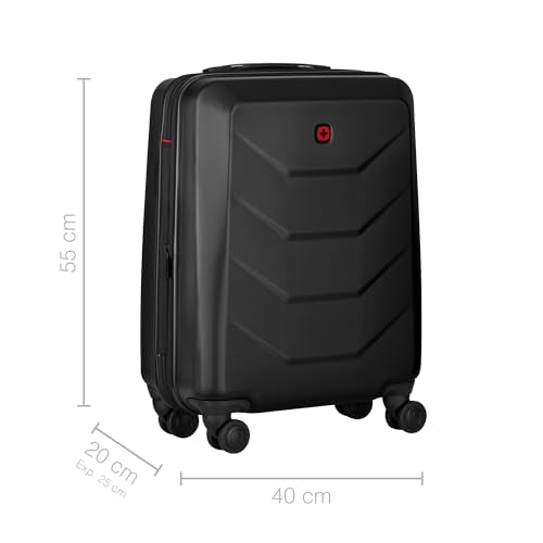 Wenger Prymo Medium hardside case with 4 Wheels, mid-Sized, 59 (67) L, Hardshell, Security Lock, for Men and Women, Travel or Vacation, Black, 612537