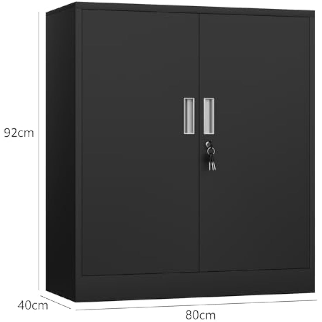 iJINGUR Metal Storage Cupboard with Locking Doors and 2 Adjustable Shelves, Small Lockable Storage Cabinet for Home Office Garage (Black)