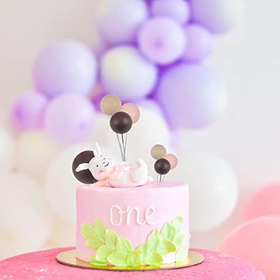 Gyufise 30Pcs Mini Balloon Cake Topper Brown Foam Ball Cake Topper Decorations Faux Pearl Balls DIY Cake Insert Topper Baking Decoration for Wedding Baby Shower Girls Boys Birthday Party Supplies