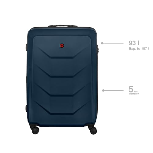 Wenger Prymo Medium hardside case with 4 Wheels, mid-Sized, 59 (67) L, Hardshell, Security Lock, for Men and Women, Travel or Vacation, Black, 612537