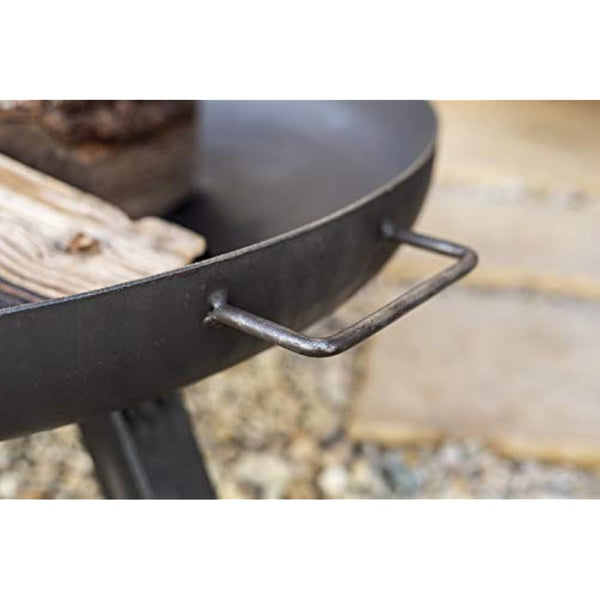 La Hacienda 55576 Pittsburgh Medium Firepit - Industrial Thick Steel - Patio Heater - 360 View - Log Burner, Oiled Steel, 33cm H x 85cm