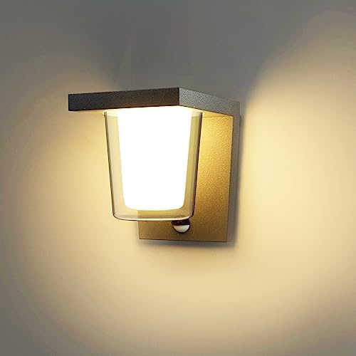 FLORNIA LED Outdoor Wall Light with Motion Sensor, Outside Wall Light Main Powered with PIR, External Garden Weatherproof Aluminium Lamp (900LM 13.5W 3000K IP44)
