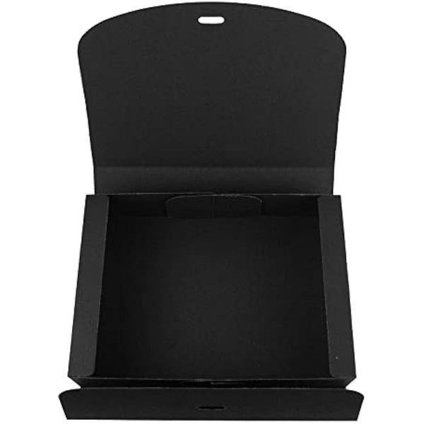 Emartbuy Pack of 12 Rectangle Shaped Presentation Gift Box, 24 cm x 19.5 cm x 7 cm, Easy Assembly, Black Kraft Box with Bow Ribbon