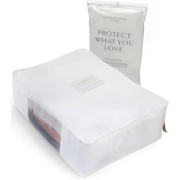 Hayden Hill Luxury Organic Cotton Sweater Storage Bag - Fits 6 Fine Knit Sweaters - 18 Inch - Cashmere Garment Bag - Breathable Clothes Bag for Sweaters and Linen - Certified Carbon Neutral