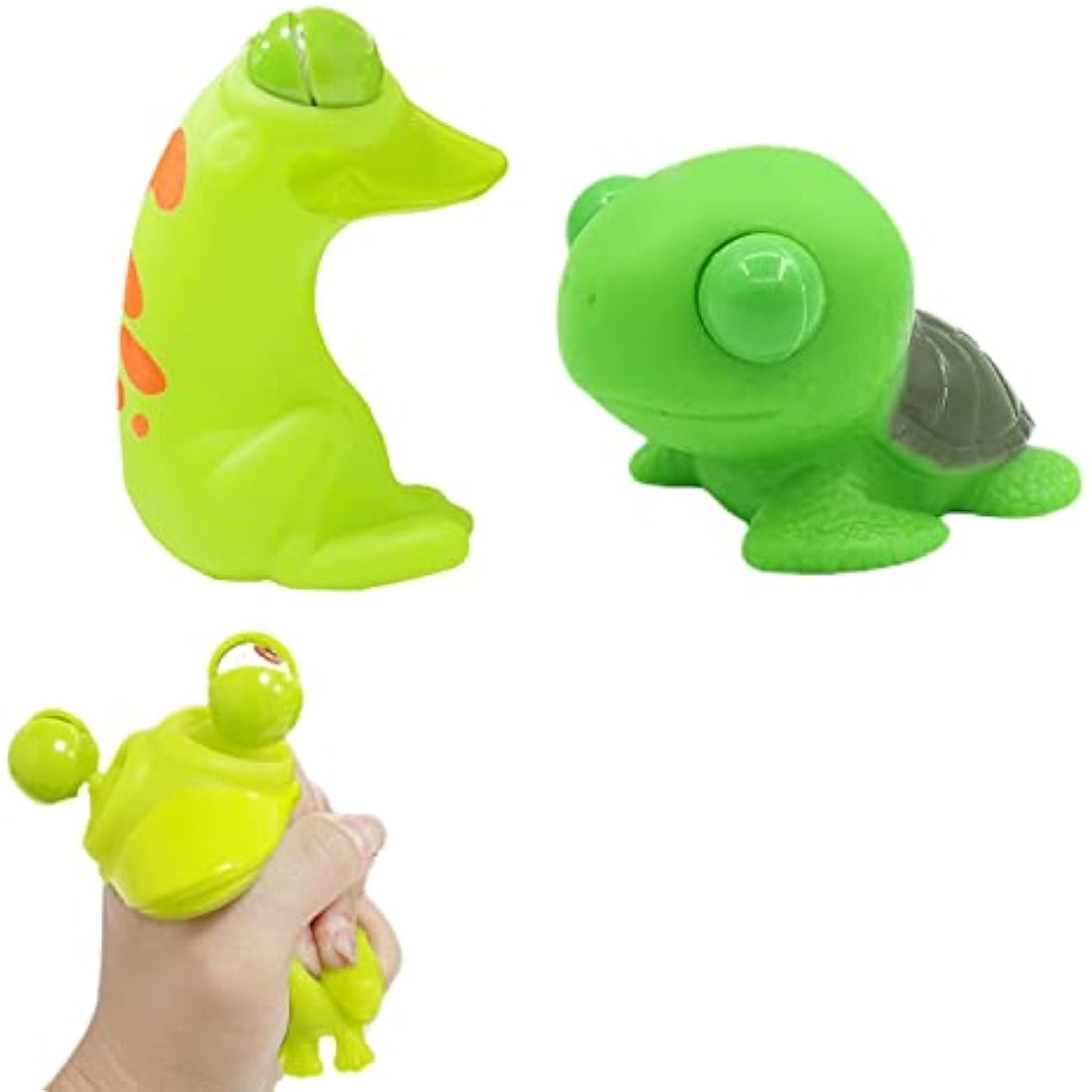2Pcs Funny Turtle Frog Pinch Toy Squishy Squeeze Toy with Pop Out Eyes,Animals Green Eye Popping Stress Toys,Novelty Fidget Toy Xmas Stocking Fillers for Kids Boys Girls Adult Birthday